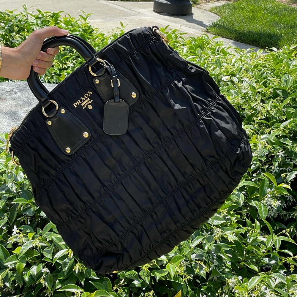 Prada Tessuto Gaufre Satchel- Black